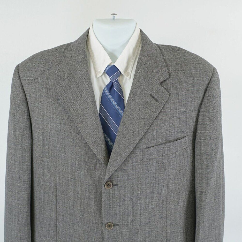 Canali Super 120s Wool Gray Sharskin Brown Windowpane Blazer 42R Tagged 44L 3 Bu